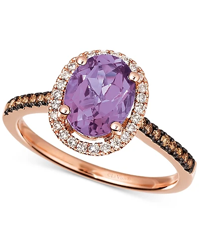 Le Vian Amethyst (1-3/8 ct. t.w.) & Diamond (1/4 t.w) Ring 14k Rose Gold (Also Citrine, Deep Sea Blue Topaz, Green Quartz, Peridot, Opal S
