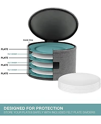 Sorbus 5-Piece Stackable Plate Carrier Set for Dinnerware, Plate Organization and Storage with Felt Plate Protector