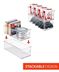 Sorbus 6 Pack Narrow Stackable Clear Storage Bins with Handles- for Kitchen Pantry, Freezer & Fridge Organization