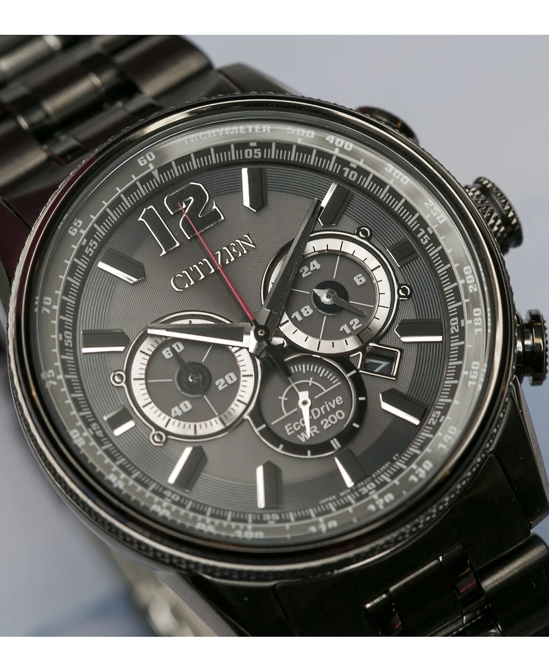 Citizen Eco-Drive Men's Chronograph Nighthawk Gray Stainless Steel Bracelet Watch 43mm