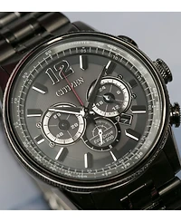 Citizen Eco-Drive Men's Chronograph Nighthawk Gray Stainless Steel Bracelet Watch 43mm
