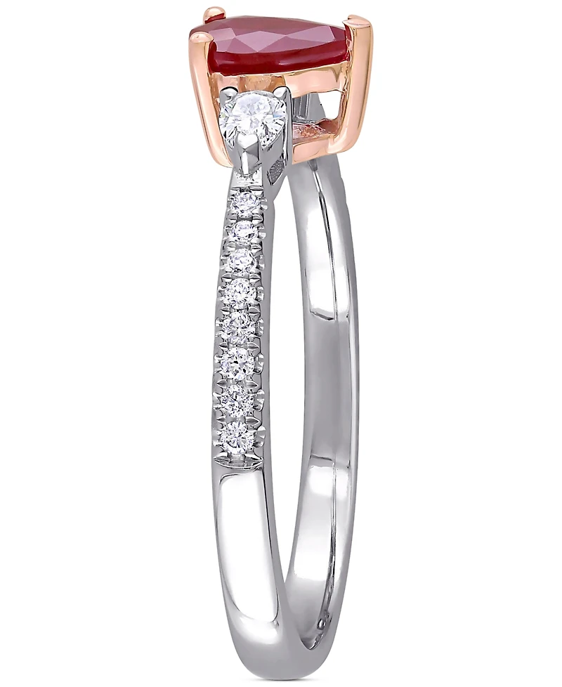 Ruby (1/4 ct. t.w.) & Diamond Ring 14k Rose White Gold
