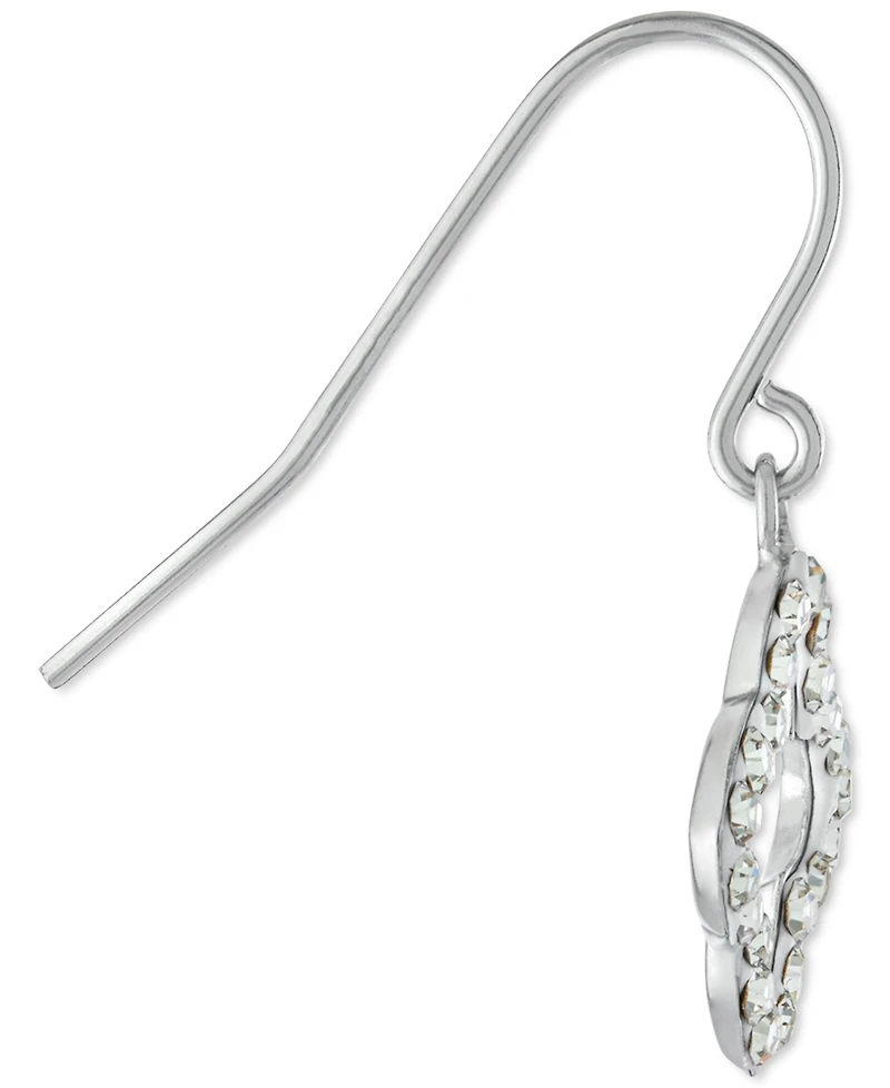 Crystal Pave Clover Drop Earrings in Sterling Silver
