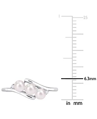 Cultured Freshwater Pearl (3-1/2-4mm) & Diamond Accent Bypass Ring Sterling Silver