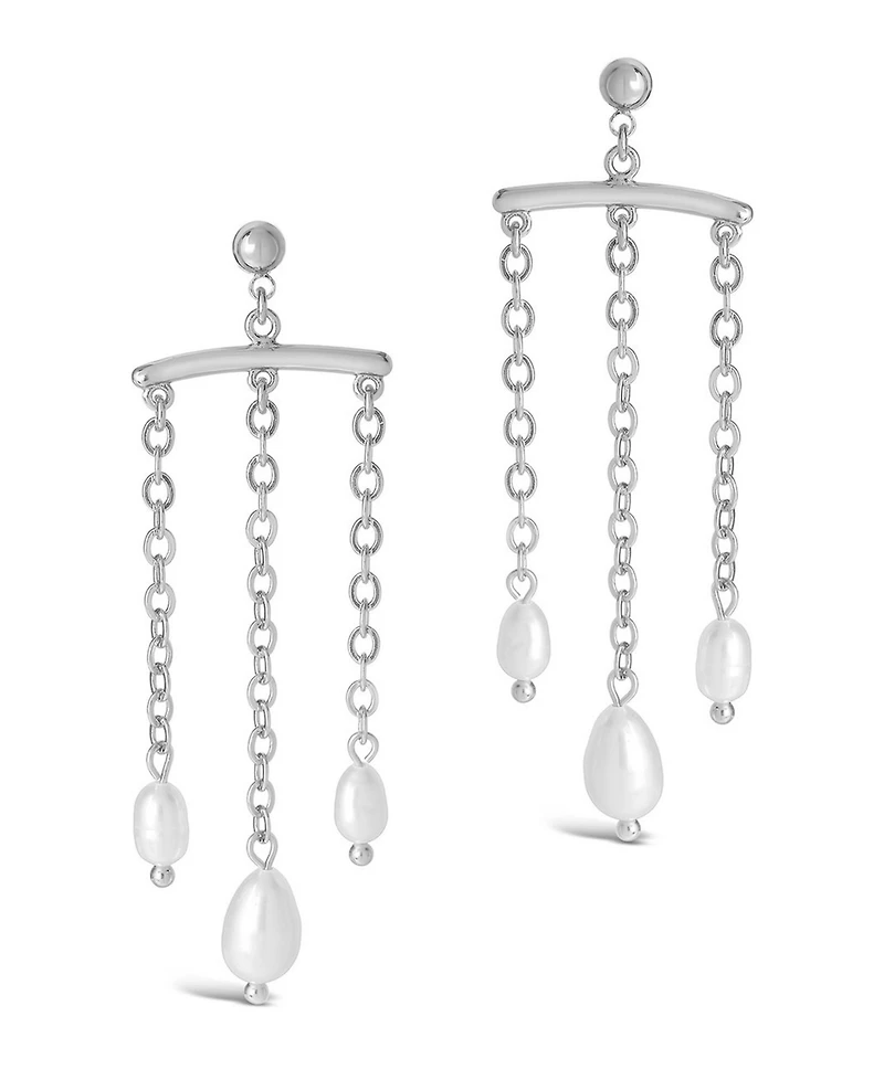 Women's Chains and Pearls Chandelier Drop Earrings
