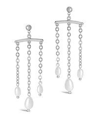 Women's Chains and Pearls Chandelier Drop Earrings
