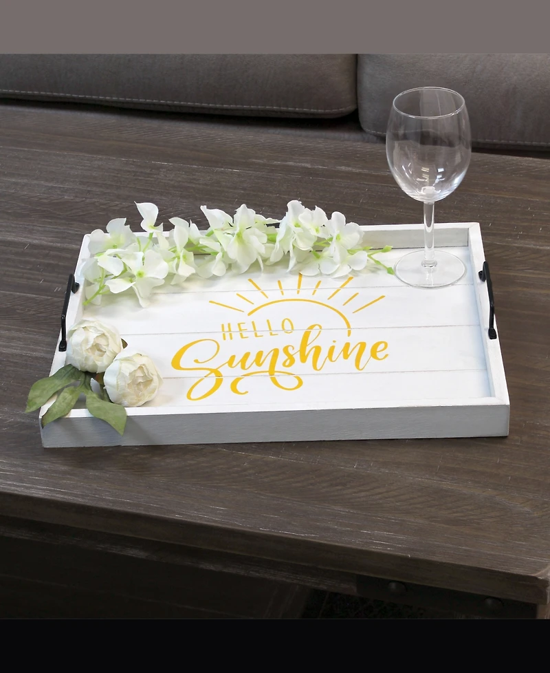 Elegant Designs Decorative Wood Serving Tray with Handles