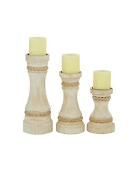 Wood Natural Candle Holder, Set of 3