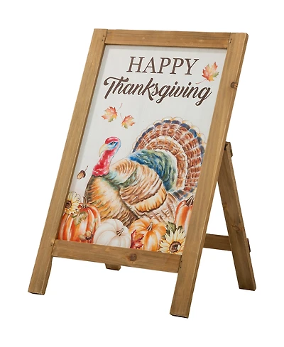 Glitzhome Thanksgiving Turkey Easel Porch Sign, 24"