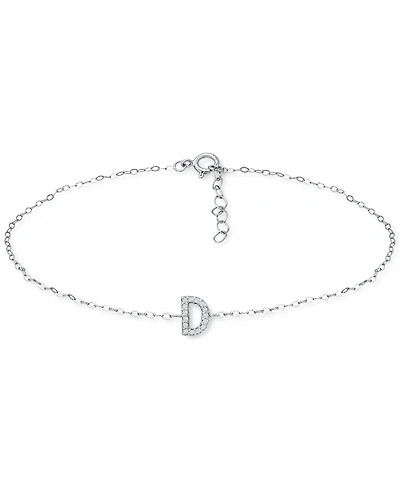 Giani Bernini Cubic Zirconia Initial Ankle Bracelet in Sterling Silver, Created for Macys
