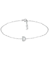 Giani Bernini Cubic Zirconia Initial Ankle Bracelet in Sterling Silver, Created for Macys