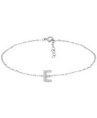 Giani Bernini Cubic Zirconia Initial Ankle Bracelet in Sterling Silver, Created for Macys