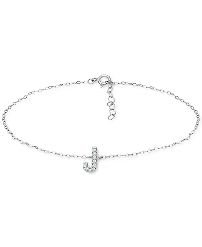 Giani Bernini Cubic Zirconia Initial Ankle Bracelet in Sterling Silver, Created for Macys