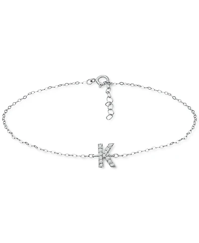 Giani Bernini Cubic Zirconia Initial Ankle Bracelet in Sterling Silver, Created for Macys