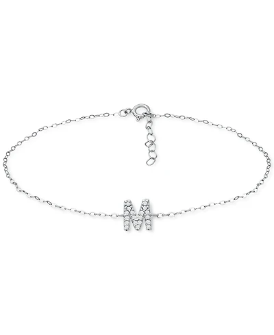 Giani Bernini Cubic Zirconia Initial Ankle Bracelet in Sterling Silver, Created for Macys