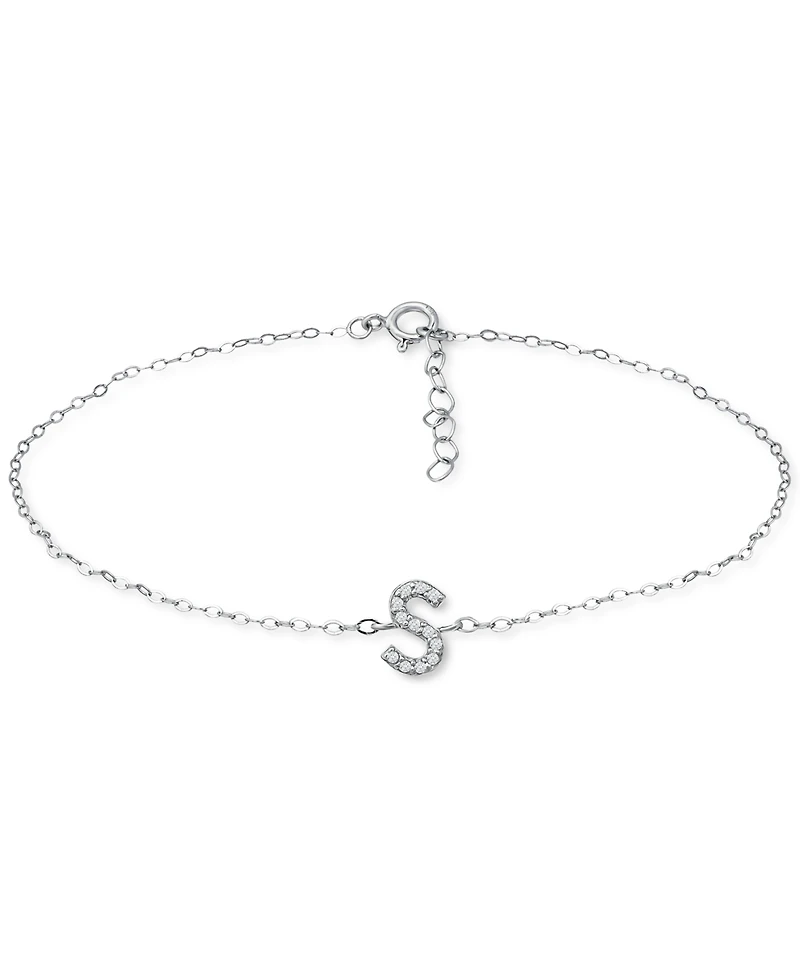 Giani Bernini Cubic Zirconia Initial Ankle Bracelet in Sterling Silver, Created for Macys