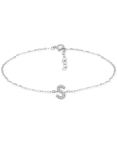 Giani Bernini Cubic Zirconia Initial Ankle Bracelet in Sterling Silver, Created for Macys