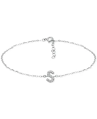Giani Bernini Cubic Zirconia Initial Ankle Bracelet in Sterling Silver, Created for Macys