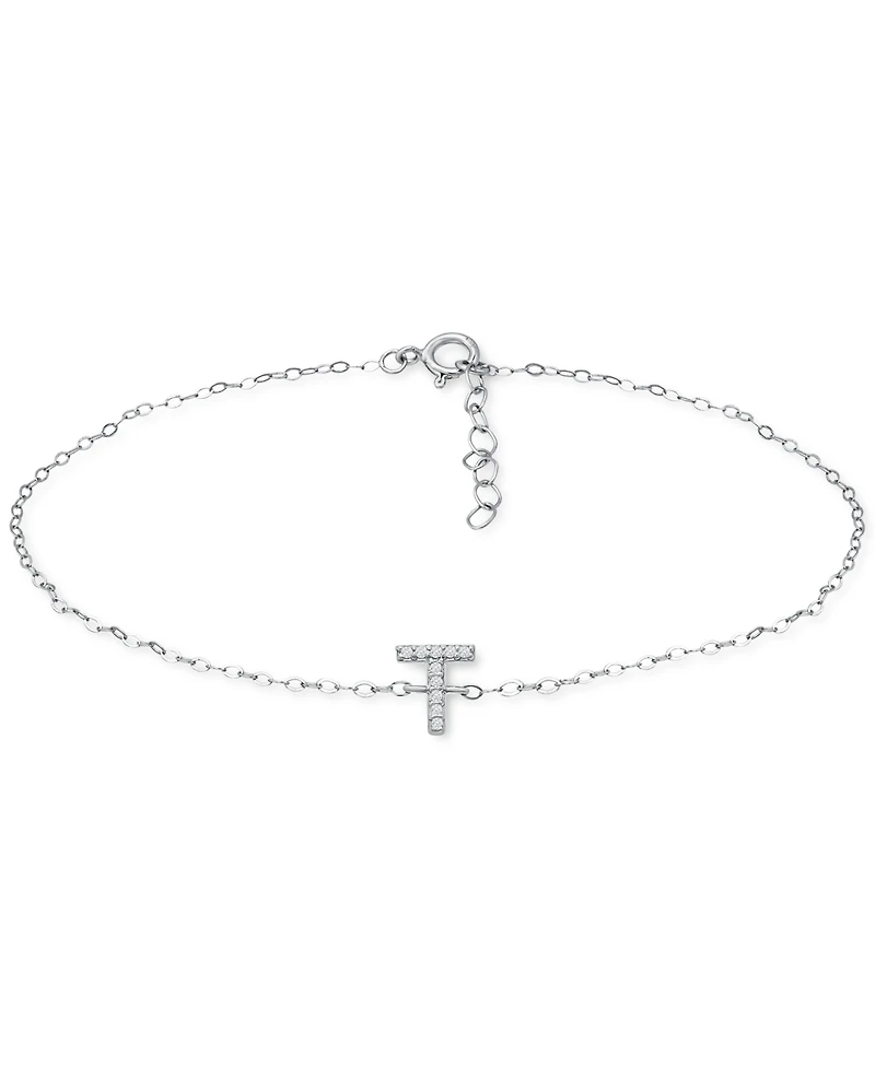 Giani Bernini Cubic Zirconia Initial Ankle Bracelet in Sterling Silver, Created for Macys