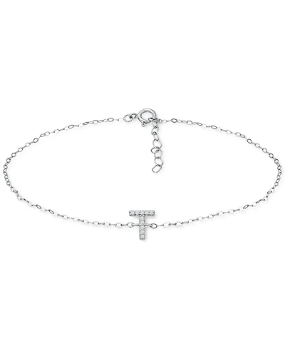 Giani Bernini Cubic Zirconia Initial Ankle Bracelet in Sterling Silver, Created for Macys
