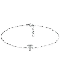Giani Bernini Cubic Zirconia Initial Ankle Bracelet in Sterling Silver, Created for Macys