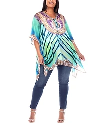 Plus Short Caftan with Tie-Up Neckline