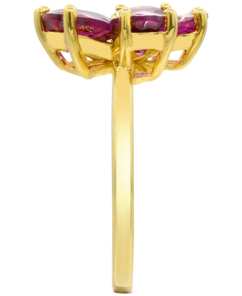 Rhodolite Garnet Flower Statement Ring (3-3/4 ct. t.w.) in 14k Gold-Plated Sterling Silver
