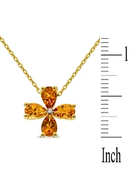 Citrine (1-1/4 ct. t.w.) & Diamond Accent Clover 18" Pendant Necklace in 14k Gold-Plated Sterling Silver