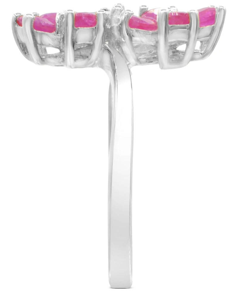 Lab-Grown Ruby (1-3/8 ct. t.w.) & Diamond Accent Flower Bypass Ring in Sterling Silver