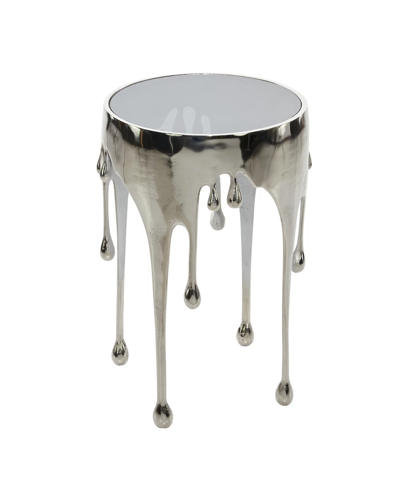 Rosemary Lane Aluminum Drip Accent Table with Melting Design and Shaded Glass Top, 16" x 16" x 25"