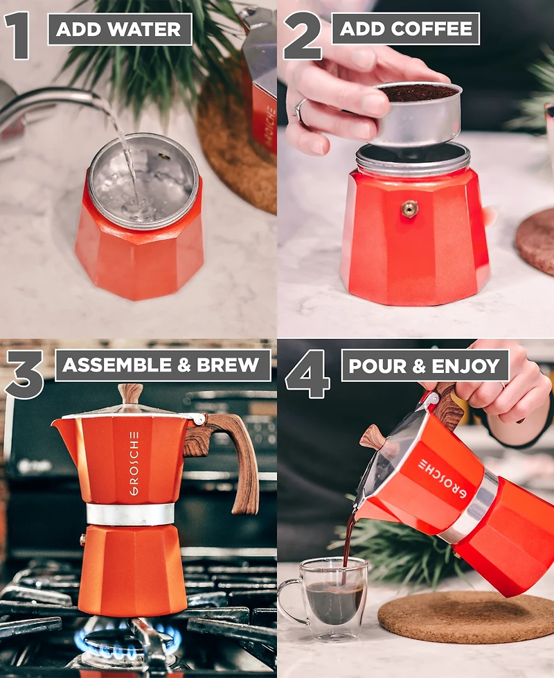 Grosche Milano Stovetop Espresso Maker Moka Pot 3 Cup 5 oz