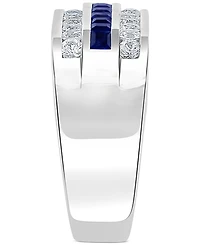 Effy Men's Blue Sapphire (7/8 ct. t.w.) & White Sapphire (1-1/4 ct. t.w.) Ring in Sterling Silver