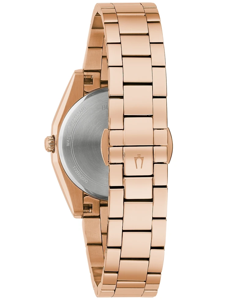Bulova Women's Surveyor Diamond Accent Rose Gold-Tone Stainless Steel Bracelet Watch 31mm
