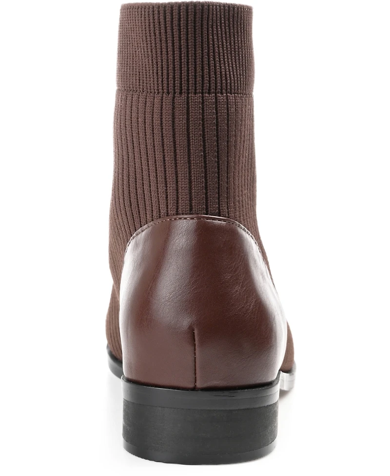 Journee Collection Women's Bexlie Front Zip Knit Ankle Booties