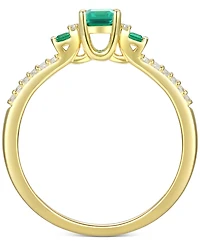 Sapphire (7/8 ct. t.w.) & Diamond (1/6 Ring 14k White Gold (Also Emerald Ruby)