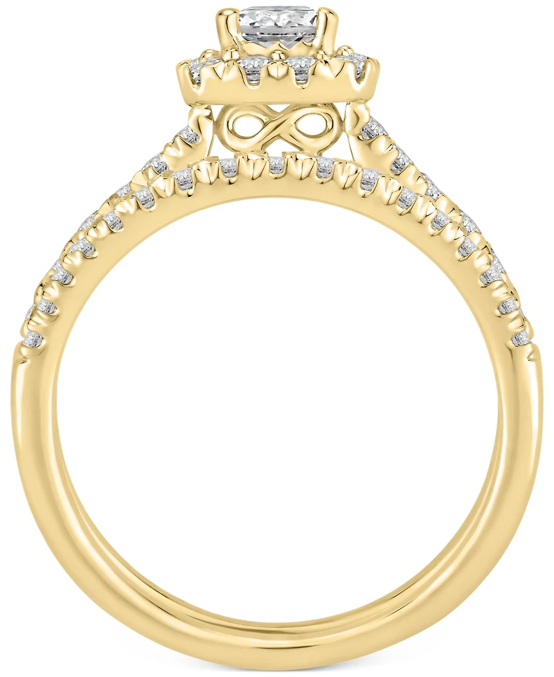 Diamond Princess Halo Bridal Set (1 ct. t.w.) 14k White or Yellow Gold