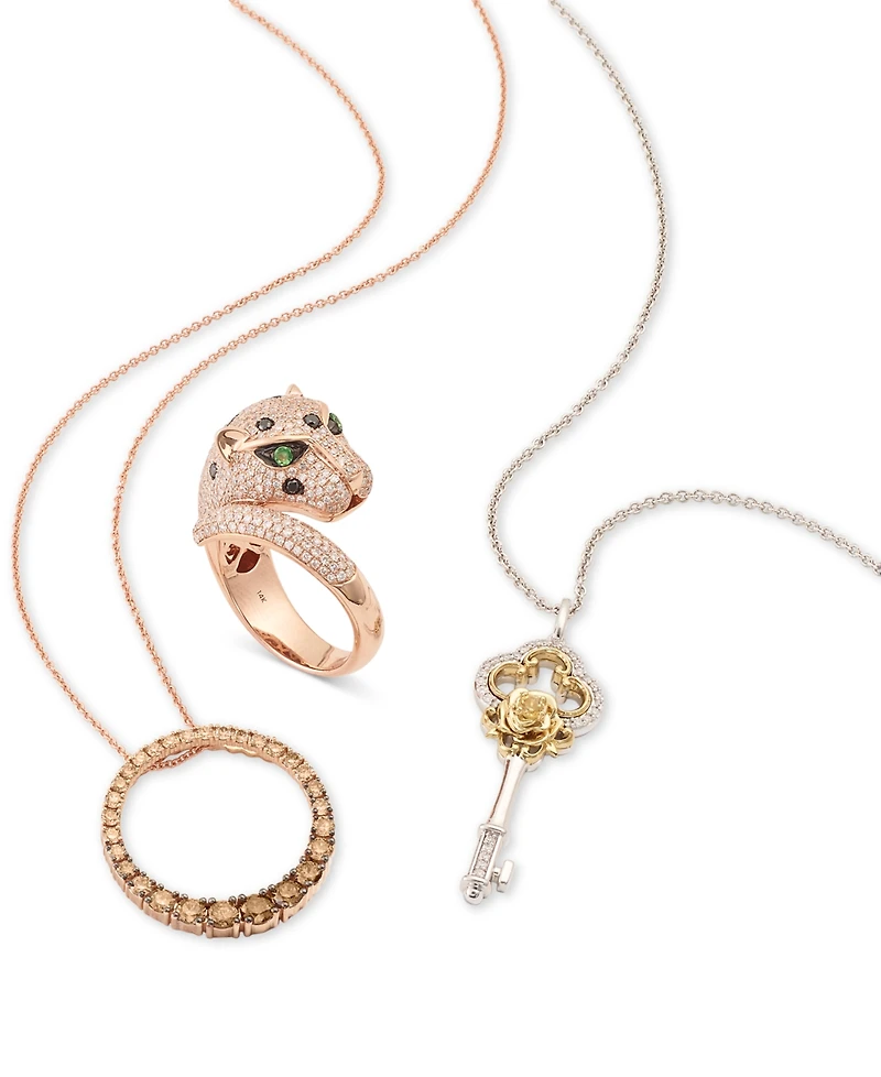 Le Vian Chocolate Diamond Ombre Circle 18" Adjustable Pendant Necklace (1-1/5 ct. t.w.) in 14k Rose Gold , 14k White Gold or 14k Yellow Gold