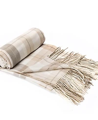 Happycare Textiles Yarn-Dyed Woven Plaid Fringe Throw, 60" x 50"