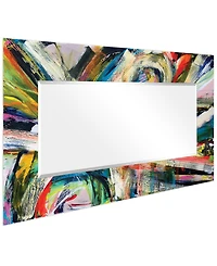 Rock Star I" Rectangular Beveled Mirror on Free Floating Printed Tempered Art Glass.