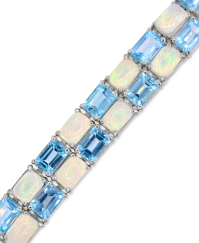 Sky Blue Topaz (26-3/8 ct. t.w.) and Opal (18-3/4 ct. t.w.) Tennis Bracelet in Sterling silver