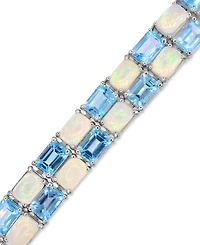 Sky Blue Topaz (26-3/8 ct. t.w.) and Opal (18-3/4 ct. t.w.) Tennis Bracelet in Sterling silver