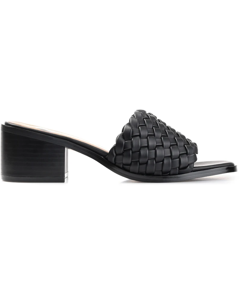 Journee Collection Women's Fylicia Woven Block Heel Slide Sandals
