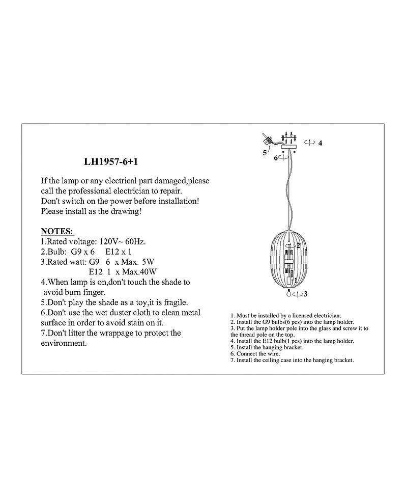 Pasargad Home Seraphina Pendant Light