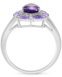 Swiss Blue Topaz (3-3/8 ct. t.w.) & White Topaz (1/6 ct. t.w.) Teardrop Halo Ring in Sterling Silver (Also in Amethyst & Morganite)