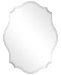 Empire Art Direct Frameless Beveled Oblong Scalloped Wall Mirror