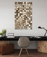 Empire Art Direct 'Textured 1' Metallic Handed Painted Rugged Wooden Blocks Wall Sculpture - 48" x 30"