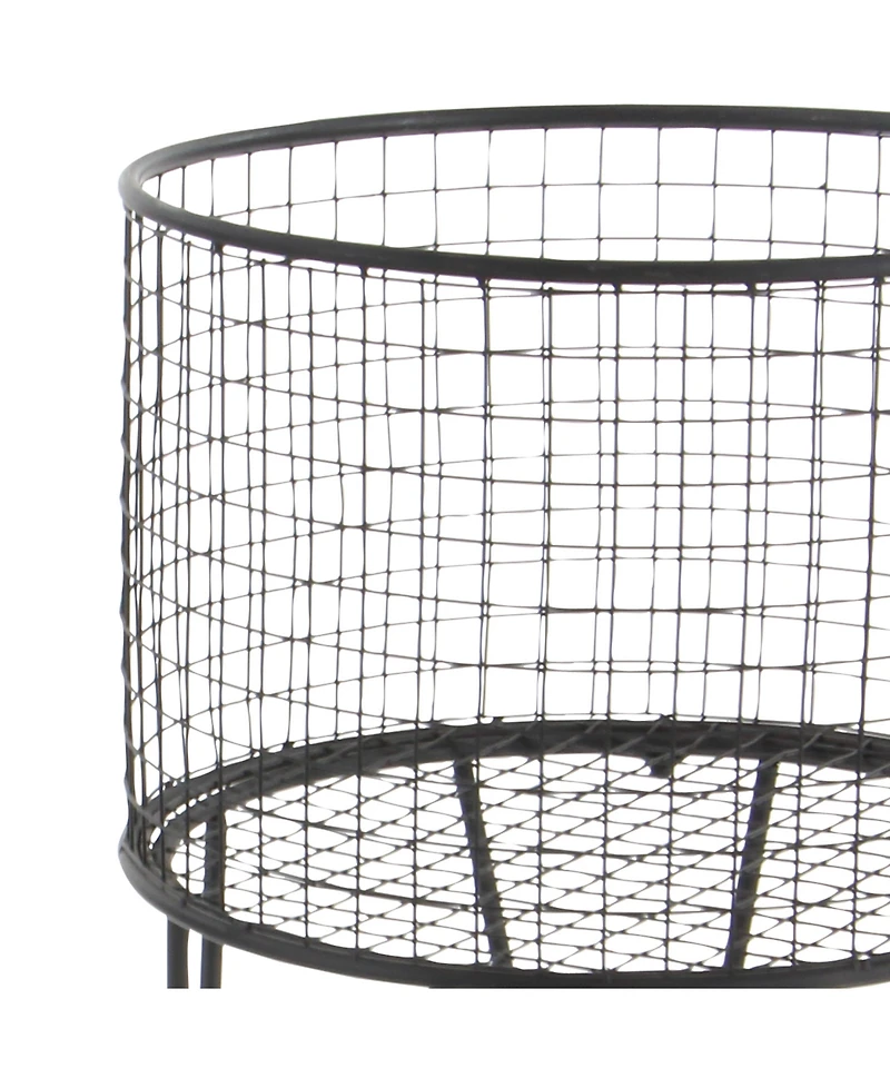 CosmoLiving by Cosmopolitan Black Industrial Metal Storage Cart, 25 x 17