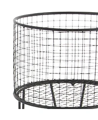 CosmoLiving by Cosmopolitan Black Industrial Metal Storage Cart, 25 x 17