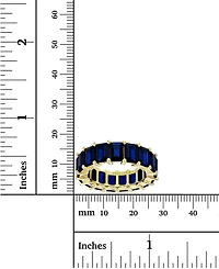 Created Blue Spinel Emerald Cut Eternity Band 14k Yellow Gold Plated Sterling Silver