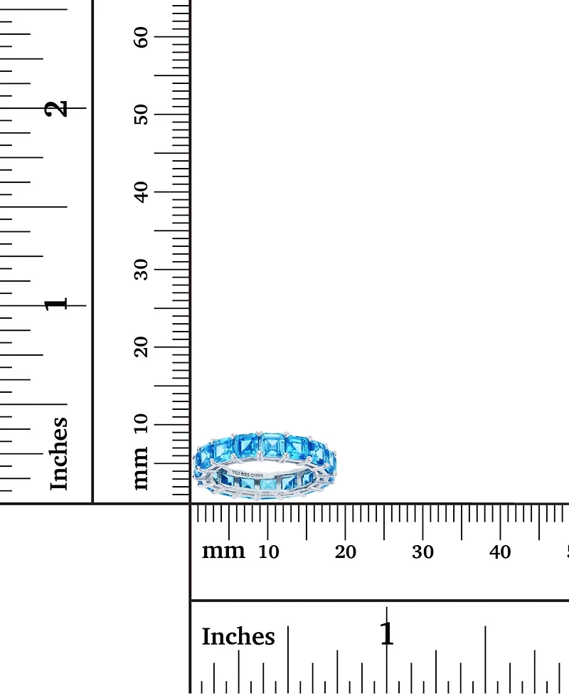 Princess Cut Cubic Zirconia Eternity Band Rhodium Plated Sterling Silver